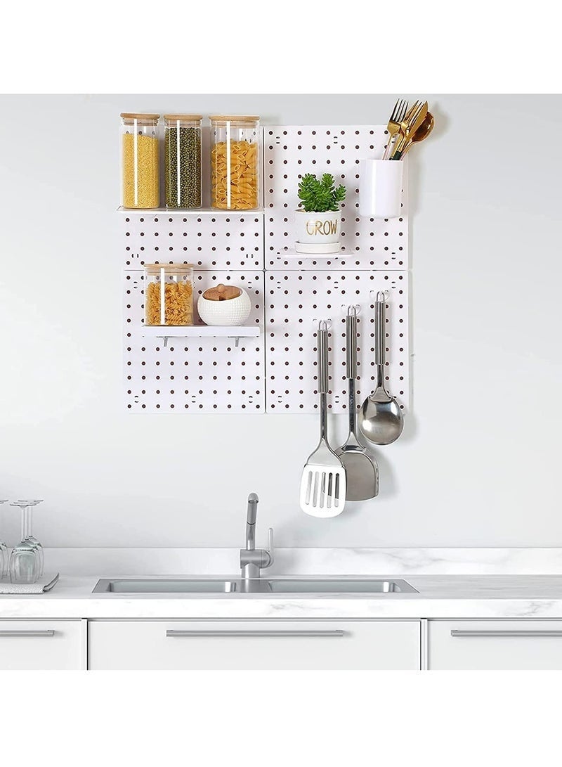 Arabest 13 Piece Pegboard Organiser Combination Set, Pegboard Wall Mount Display Pegboard Wall Panel, Durable Plastic Wall Storage Kit, Pegboard Accessories for Kitchen, Craft Room Workplace (White) - Image 3